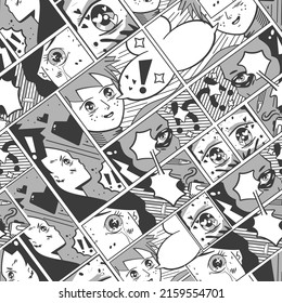 Anime Vector Cartoon Seamless Pattern Background For Wallpaper, Wrapping, Packing, And Backdrop.