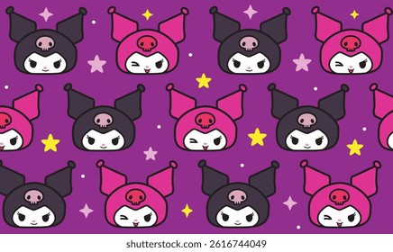 Anime vector illustrations dark bunny kawaii cute designs for promotional marketing materials, user interfaces, baby shower invitation, Collages, screen printing material, printable clothing