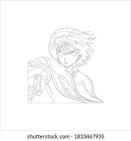 Anime vector line art drawing 