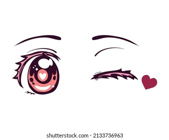 anime wink eye with heart