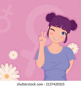 anime woman with flowers character