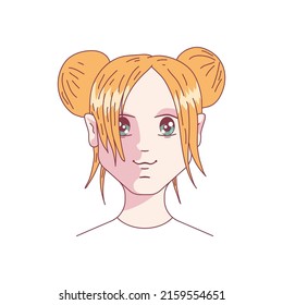 Anime yellow hairstyle vector cartoon illustration isolated on a white background.