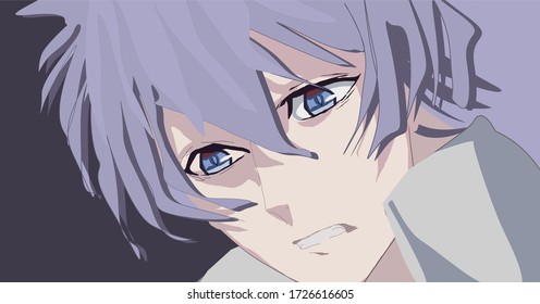 Anime.the Young Boy Is Blond.cartoon Character.vector