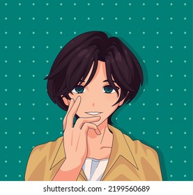 anime young man, vector style