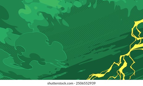 Anime-style lightning effect background in green_16:9