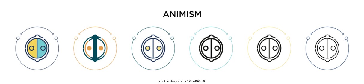Animism icon in filled, thin line, outline and stroke style. Vector illustration of two colored and black animism vector icons designs can be used for mobile, ui, web