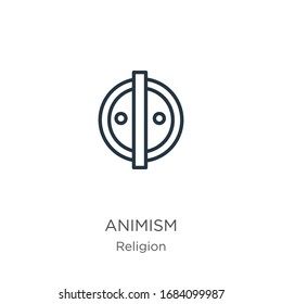 Animism icon. Thin linear animism outline icon isolated on white background from religion collection. Line vector sign, symbol for web and mobile