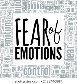 Animotophobia: Fear of Emotions word cloud conceptual design isolated on white background.