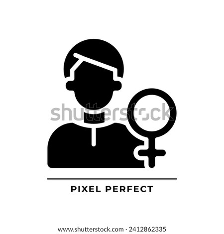 Animus black glyph icon. Image of man. Male qualities. Masculine part of woman personality. Psychoanalysis. Silhouette symbol on white space. Solid pictogram. Vector isolated illustration
