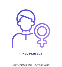 Animus pixel perfect gradient linear vector icon. Image of man. Male qualities. Psychoanalytic theory. Thin line color symbol. Modern style pictogram. Vector isolated outline drawing