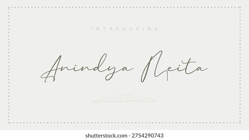 Anindya Neita, Script premium luxury elegant alphabet letters and numbers. Elegant wedding typography classic serif font decorative vintage retro. Creative vector illustration
