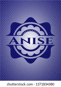 Anise badge with denim background