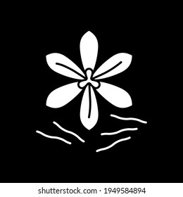 Anise dark mode glyph icon. Condiment for cooking. Seasoning for food. Recipe ingredient. Fragrance and scent. Herbs for cooking. White silhouette symbol on black space. Vector isolated illustration