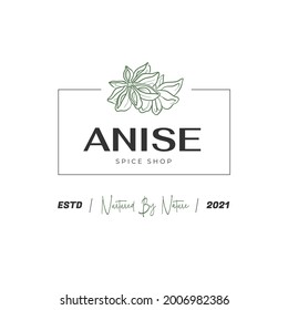 Anise food logo template. Hand drawn illustrations for for restaurant, bar, vegan, healthy and organic food, market, farmers market, cooking school, food truck, delivery service.