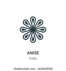 Anise glyph icon vector on white background. Flat vector anise icon symbol sign from modern india collection for mobile concept and web apps design.