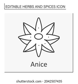 Anise line icon. Strong-smelling herbs. Additional flavor for dishes, drinks, and candies.Cooking. Herbs and spices concept. Isolated vector illustration. Editable stroke