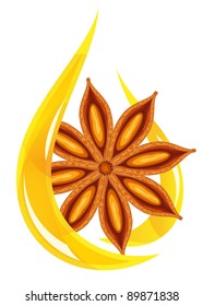 Aceite de anís. Gota estilizada. Ilustración vectorial.