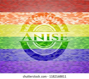 Anise on mosaic background with the colors of the LGBT flag