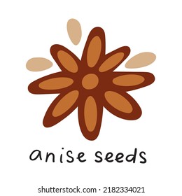 Anise seeds. Vector flat illustration on white background.
