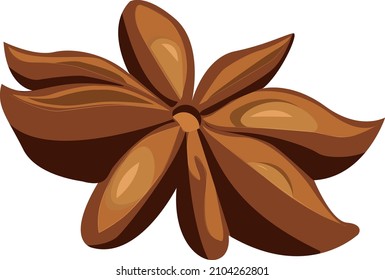 Anise star isolated on the white background. Icon vector illustration