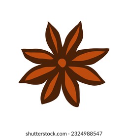 Anise star isolated on a white background. Flat vector illustration