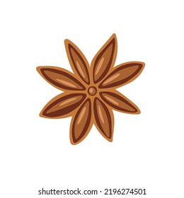 Anise stars isolated on white background. Spice cartoon vector illustration