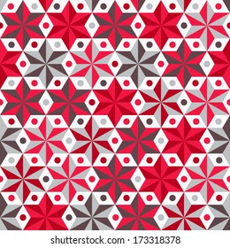 Anise stars seamless vector pattern in red and grey colors