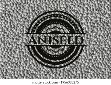 Aniseed retro style black emblem with grey bubbles background. Vector Illustration. Detailed. 
