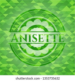 Anisette green emblem with mosaic ecological style background