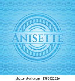 Anisette light blue water wave badge background. Vector Illustration. Detailed.