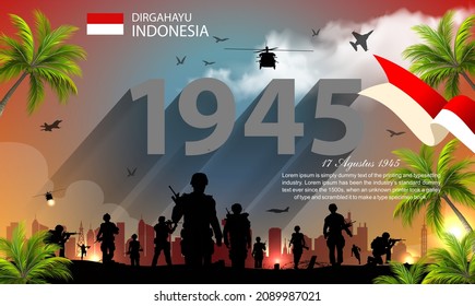 Aniversary Independence Day Republic Of Indonesia. Dirgahayu Kemerdekaan. (English Translate : independence of Indonesia). Vector Template Design Illustration