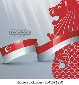 Aniversary National Day Singapore. Suitable for greeting cards, posters and banners