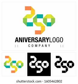 Aniversary (Number 25) Vector Symbol Company Logo. Origami (Paper Fold) Style Logotype. Number logo icon illustration. Elegant Identity Concept Design Idea Template (Branding).