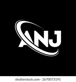 ANJ logo. ANJ letter logo design. Initials ANJ logo linked with circle and uppercase monogram logo. ANJ typography for technology, business and real estate brand.
