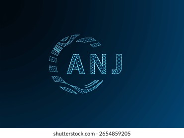 ANJ low poly letter logo vector design. ANJ lower poly logo design. ANJ unique low poly logo design.