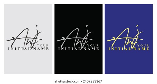 anj a n j initial handwriting anj initial handwriting signature logo template vector hand lettering