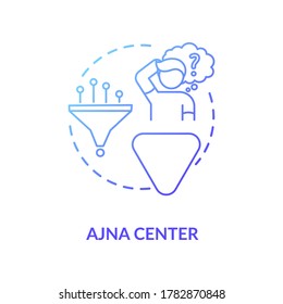 Anja center blue gradient concept icon. Ability to conceptualize. Abstract thinking. Chakra in body system. Human design idea thin line illustration. Vector isolated outline RGB color drawing