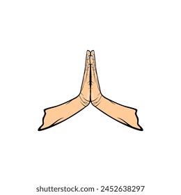 anjali mudra hand gesture vector illustration