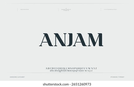 Anjam letras clássicas serif fontes itálico casamento decorativo vintage flor logotipos. ilustração vetorial