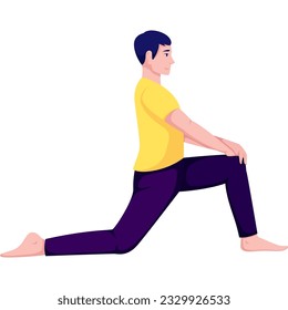 Anjaneyasana yoga asana pose illustraion for ui, ux, web, app, brochure, flyer and presentation design, etc.