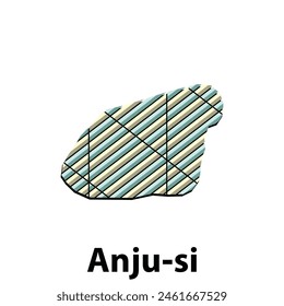 Anju-si City of North Korea map vector illustration, vector template with outline graphic sketch design