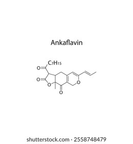 Ankaflavin skeletal structure diagram.pigment compound molecule scientific illustration.