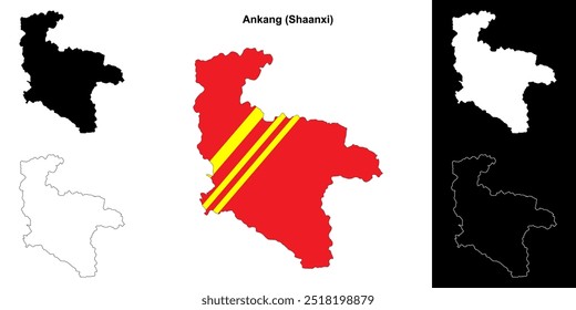 Conjunto de mapas em branco do contorno de Ankang