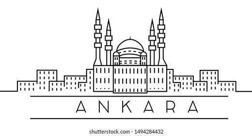 Ankara city outline icon. Elements of Turkey cities illustration icons. Signs, symbols can be used for web, logo, mobile app, UI, UX on sky background