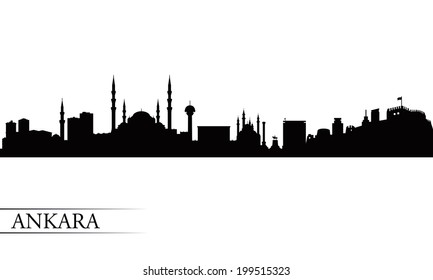 Ankara city skyline silhouette background, vector illustration 