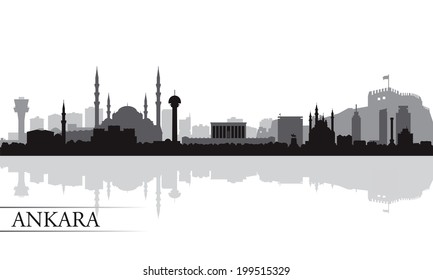 Ankara city skyline silhouette background, vector illustration 