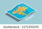 ankara explore maps with isometric style and pin location tag on top vector illustration
