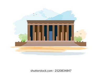 Ankara, ilustración de Anıtkabir, Turquía - Mausoleo de Mustafa Kemal Ataturk. Tumba del fundador de la República de Türkiye.