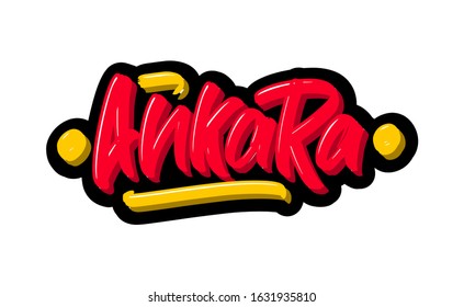 Ankara logo text. Vector illustration of hand drawn lettering on white background