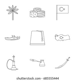 Ankara map icons set. Outline set of 9 Ankara map vector icons for web isolated on white background